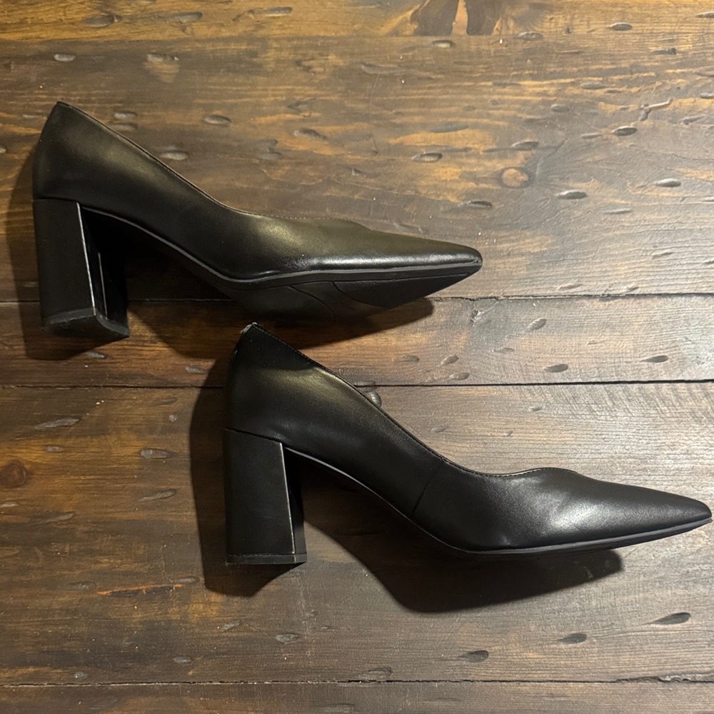Marc Fisher Black Pointed Toe Block Heel Pumps-Size 10M